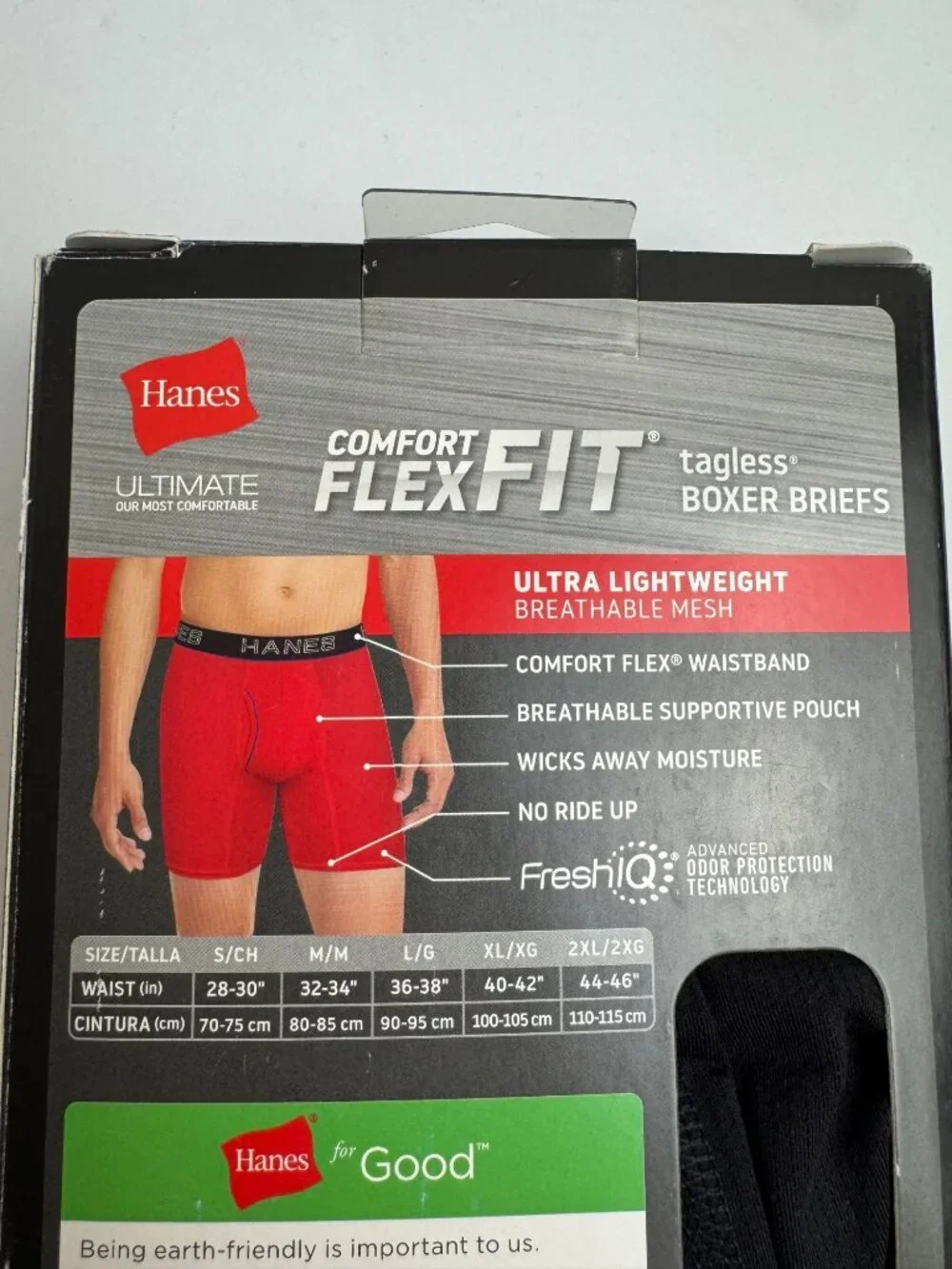 Hanes NEW Comfort FlexFit Mens Medium Tagless Boxer Briefs 4 Pack Black Blue Red